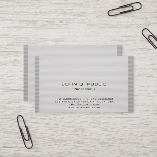 Grey Striped Professional Elegant Stylish Design Business Card