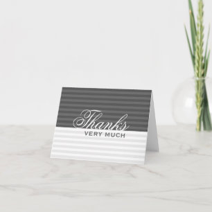 Grey Stripes : : Black And White Thank You Cards