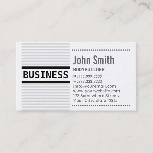 Grey Stripes Bodybuilding Business Card (Front)