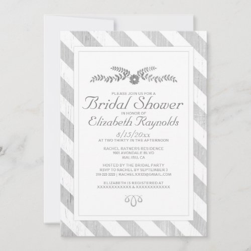 Grey Stripes Bridal Shower Invitations