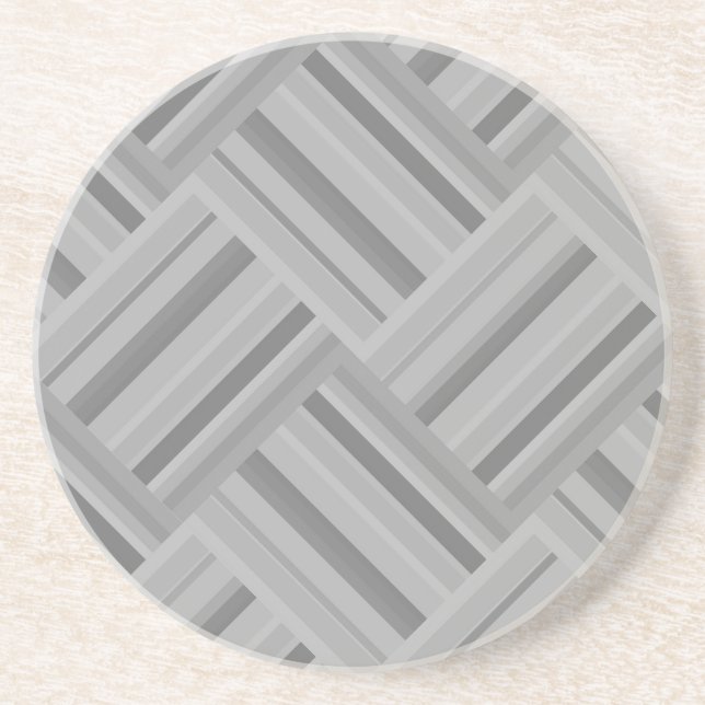 Grey stripes diagonal weave pattern drink coaster (Front)