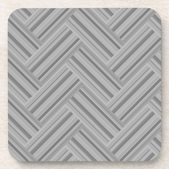 Grey stripes double weave pattern beverage coaster (Front)