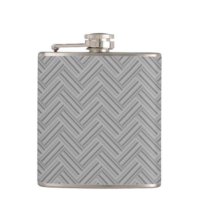 Grey stripes double weave pattern hip flask (Front)