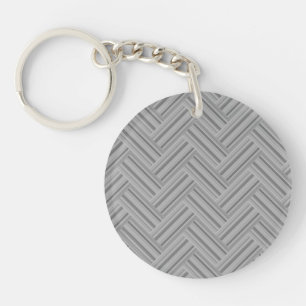 Grey stripes double weave pattern keychain