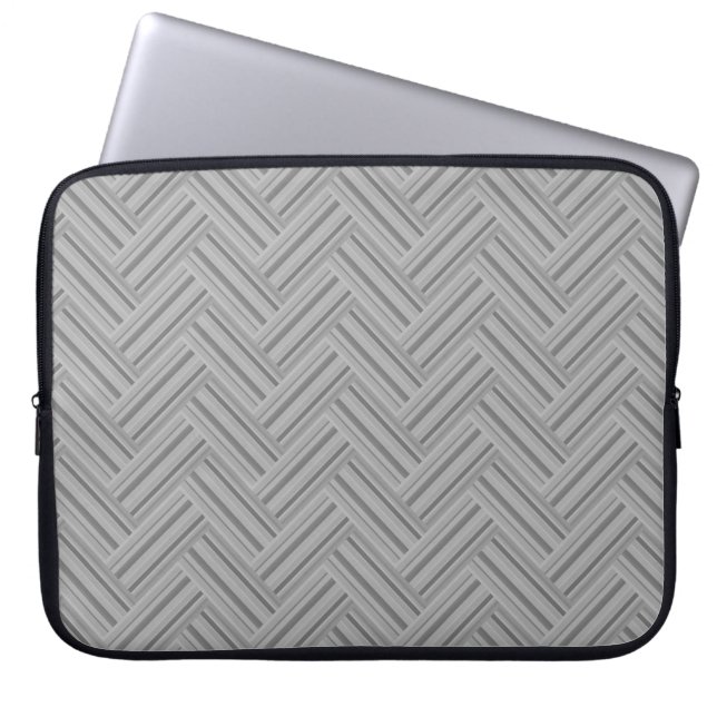 Grey stripes double weave pattern laptop sleeve (Front)