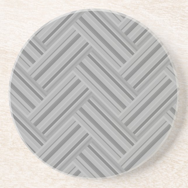 Grey stripes double weave pattern sandstone coaster (Front)