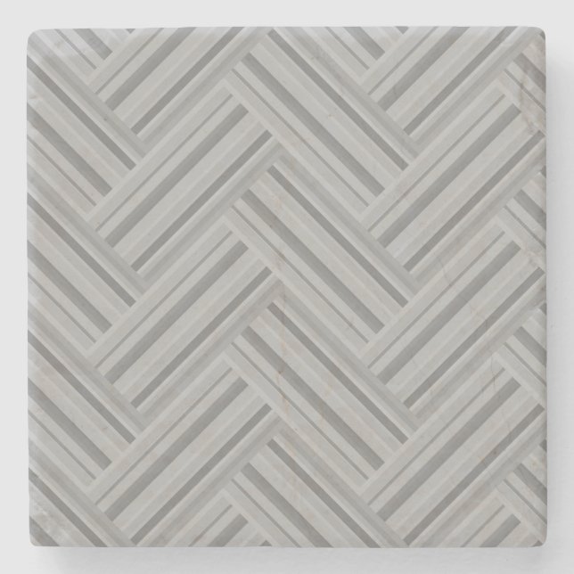 Grey stripes double weave pattern stone coaster (Front)
