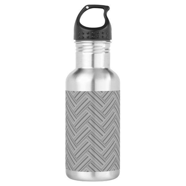 Grey stripes double weave pattern water bottle (Front)
