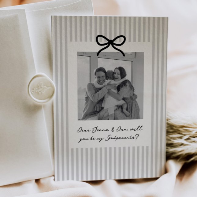 Grey Stripes Godparents Proposal Invitation (Creator Uploaded)