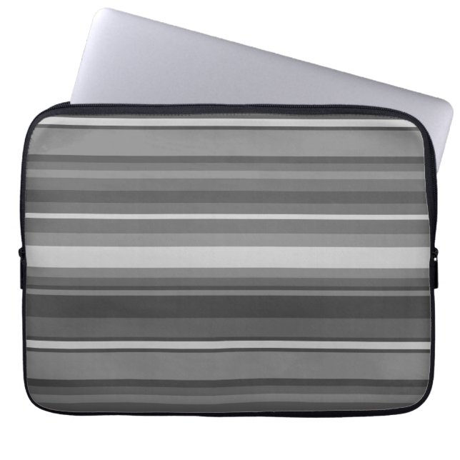Grey stripes laptop sleeve (Front)