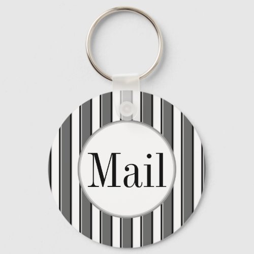 Grey Stripes on White Mail Key Keychain