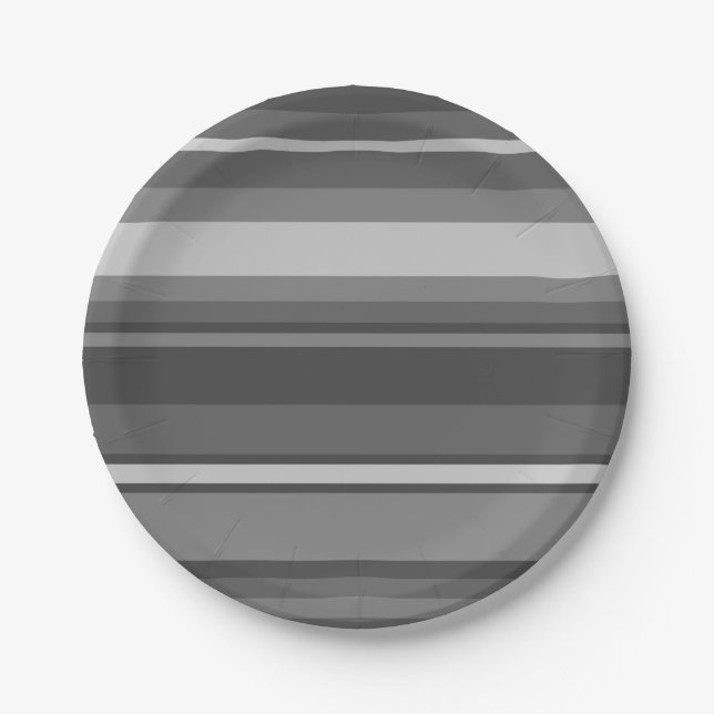 Grey stripes paper plates (Front)