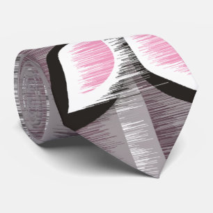 Grey stripes pink petals modern wet paint neck tie