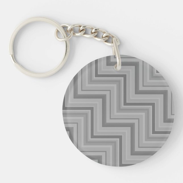 Grey stripes stairs pattern keychain (Front)