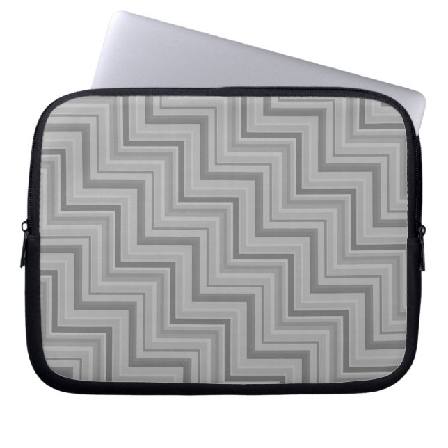 Grey stripes stairs pattern laptop sleeve (Front)