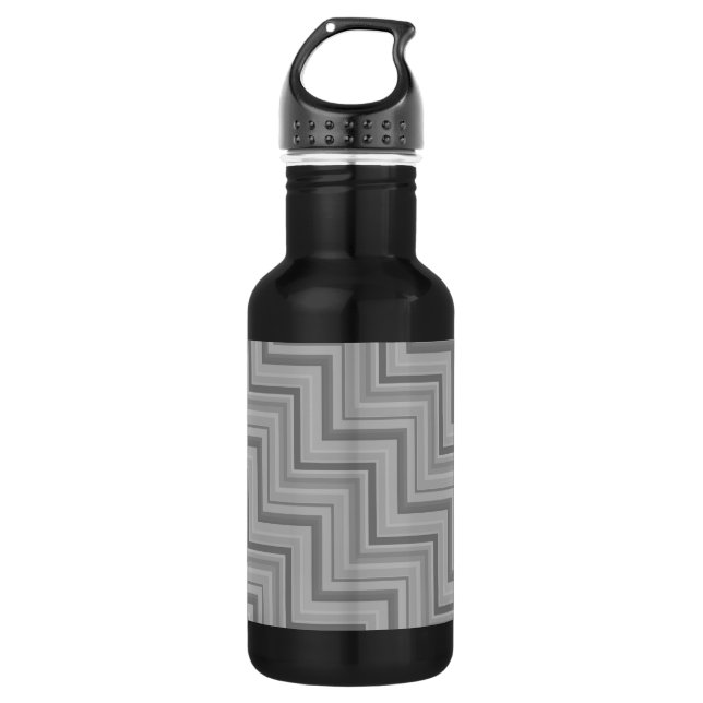 Grey stripes stairs pattern water bottle (Front)