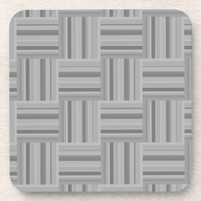 Grey stripes weave pattern drink coaster (Front)
