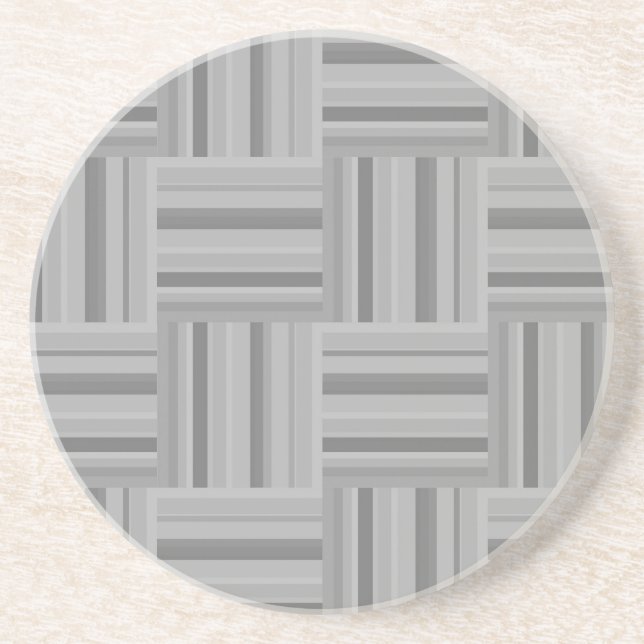 Grey stripes weave pattern drink coaster (Front)