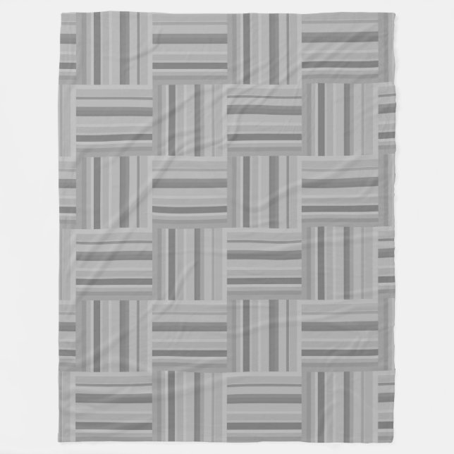 Grey stripes weave pattern fleece blanket (Front)