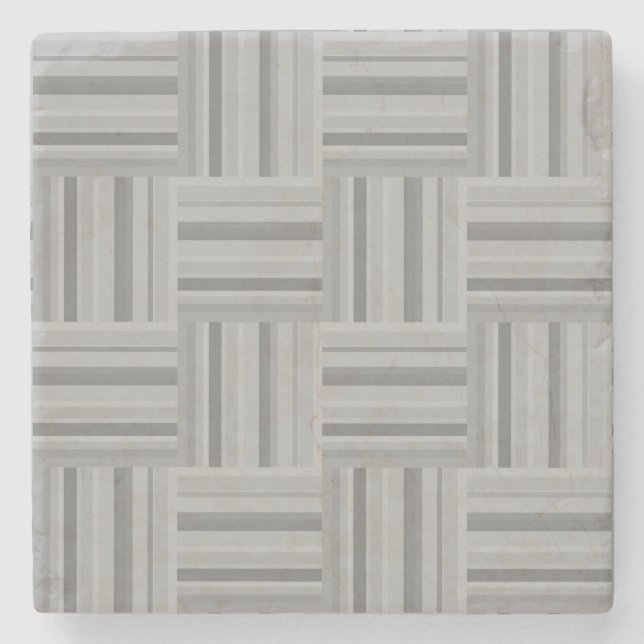 Grey stripes weave pattern stone coaster (Front)