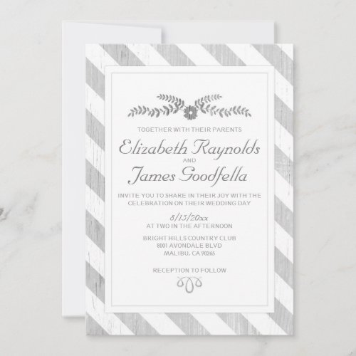 Grey Stripes Wedding Invitations