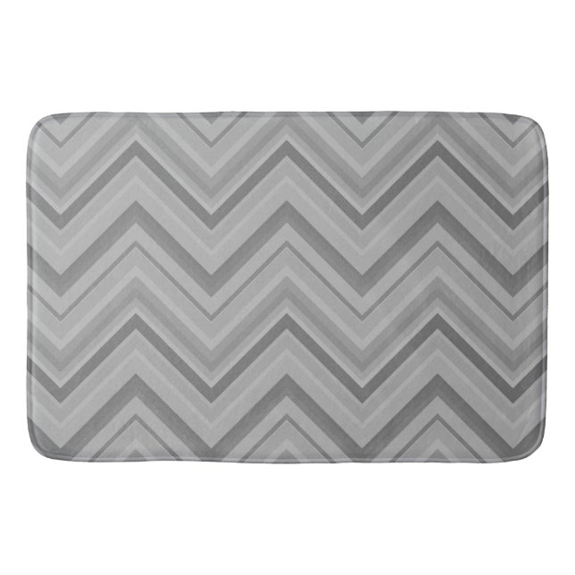 Grey stripes zigzag pattern bathroom mat (Front)