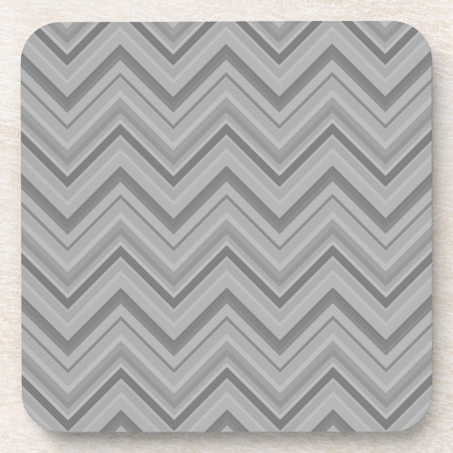 Grey stripes zigzag pattern beverage coaster (Front)