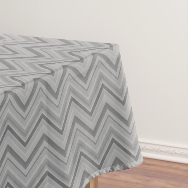Grey stripes zigzag pattern tablecloth (In Situ)