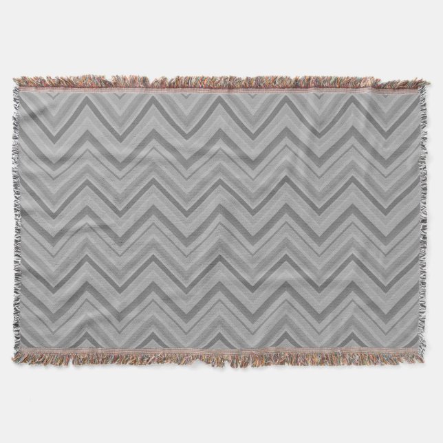 Grey stripes zigzag pattern throw blanket (Front)