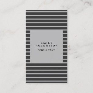 Grey Stripped Minimalist Modern Plain Creative Business Card