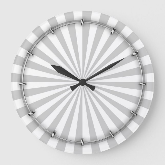 Grey Sun Burst Spinning Wheel Customize This Large Clock (Front)