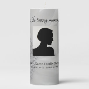 Grey sunflower funeral memorial pillar candle