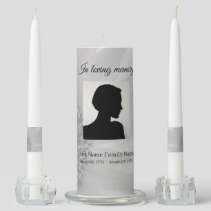 Grey sunflower funeral memorial pillar/ taper unity candle set