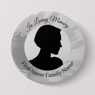 Grey sunflower memorial photo button