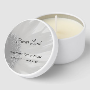 Grey sunflower primrose funeral mini candle favors