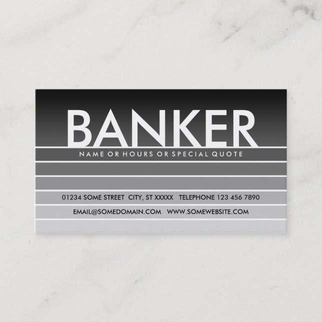 grey swatch BANKER Business Card (Front)
