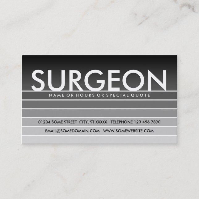 grey swatch SURGEON Business Card (Front)