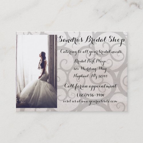 Grey Swirl Bride Bridal Shop Business Card