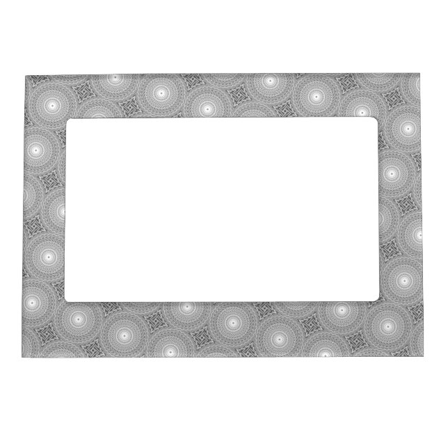 Grey swirl circles pattern magnetic frame (Front)