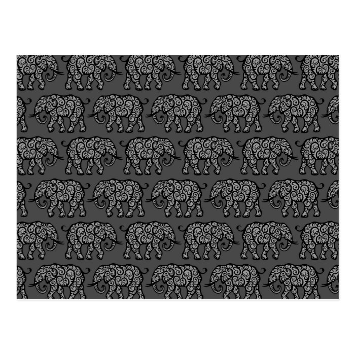 Grey Swirling Elephant Pattern Postcard