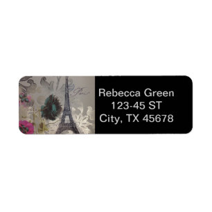 grey swirls modern vintage paris eiffel tower label