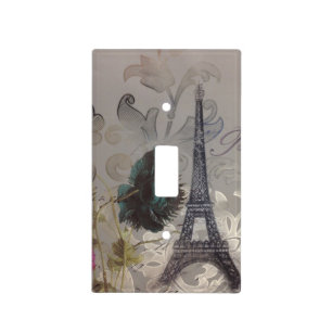 grey swirls modern vintage paris eiffel tower light switch cover