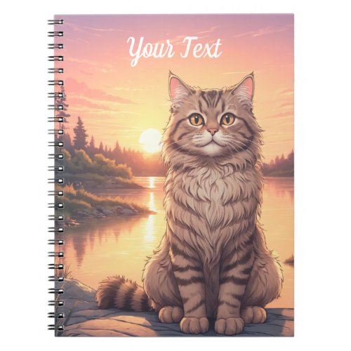 Grey Tabby Cat by Lake Notebook