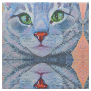 Grey Tabby Cat Fabric for Face Masks
