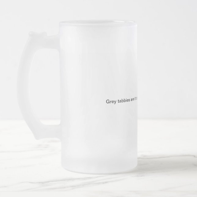 Grey Tabby Cat Frosted Glass Beer Mug (Left)