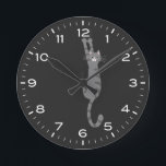 Grey Tabby Cat Hanging On Funny Round Clock<br><div class="desc">A funny wall clock for the home or office. Grey striped tabby cat hanging on with claws. Makes an original gift for cat lovers. Check out Jenn’s Doodle World for even more decorative clocks and animal themed home decor.</div>