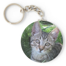 Grey Tabby Cat Keychain