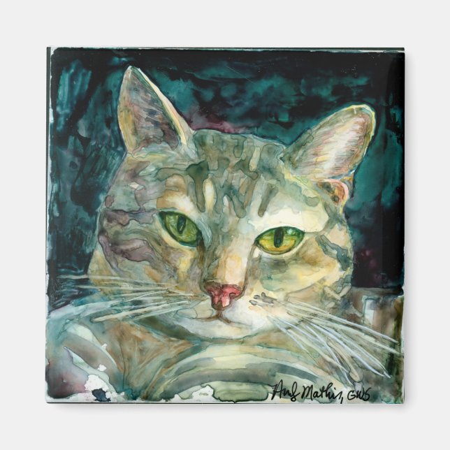 Grey Tabby Cat Magnet (Front)
