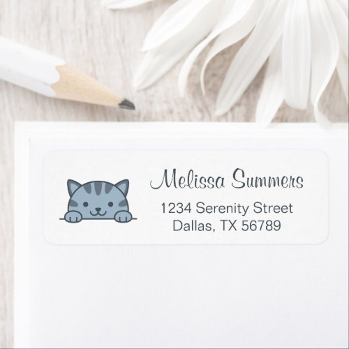 Grey Tabby Cat Pet Return Address Label