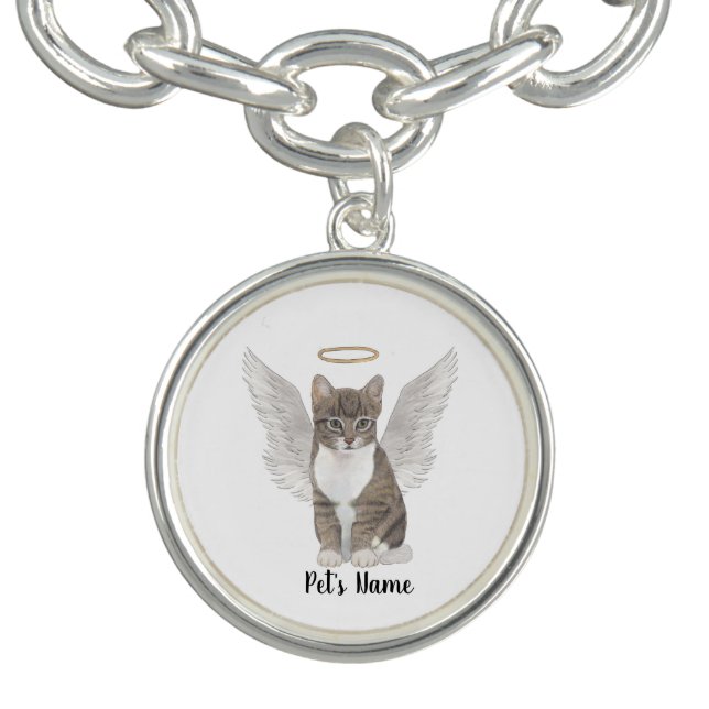 Grey Tabby Cat Sympathy Memorial Bracelet (Design)